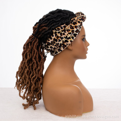 Braiding hair headband wigs wholesale ombre black to brown fiber synthetic hair headband wigs for black women
